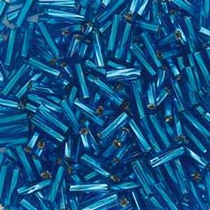 G1T#3-253 Turquoise Silverlined Twisted Bugles